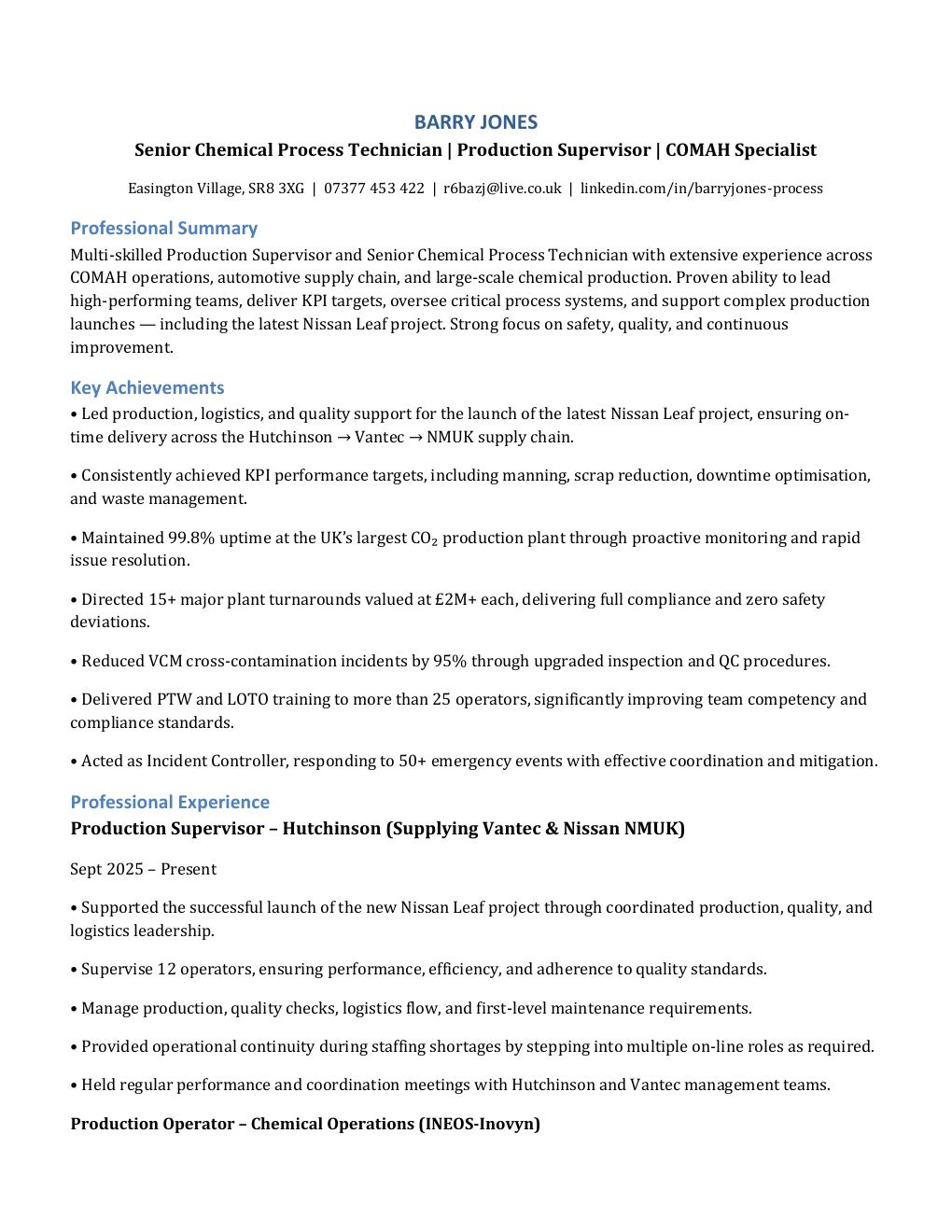 Barry Jones — rebuilt CV after CVPositive